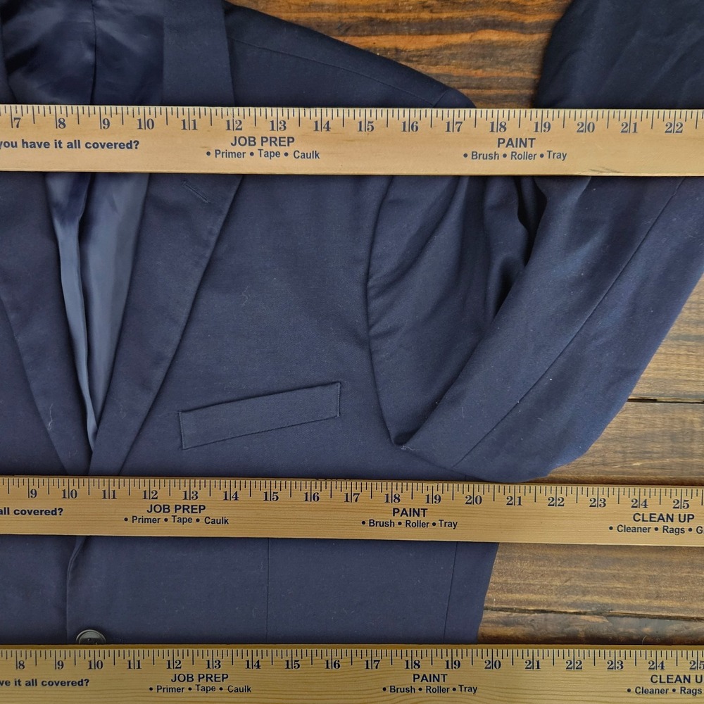 H&M Men's Sport Coat Blazer Two Button Deep‎ Navy Polyester Blend Size 40R SLIM - Picture 3 of 14